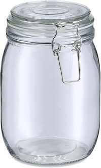 Zeller Voorraadpot/bewaarpot Alfie - 1L - glas - beugelsluiting - D11 x H17 cm - Voorraadpot Transparant