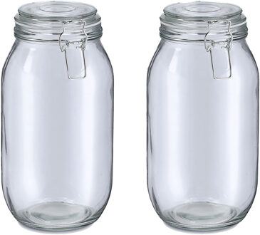 Zeller Voorraadpot/bewaarpot Alfie - 2x - 2L - glas - beugelsluiting - D13 x H26 cm