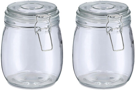 Zeller Voorraadpot/bewaarpot Alfie - 2x - 750 ml - glas - beugelsluiting - D11 x H14 cm - Voorraadpot Transparant