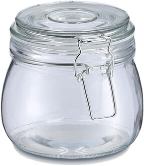 Zeller Voorraadpot/bewaarpot Alfie - 500 ml - glas - beugelsluiting - D11 x H11 cm - Voorraadpot Transparant