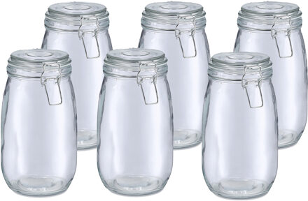 Zeller Voorraadpot/bewaarpot Alfie - 6x - 1.4L - glas - beugelsluiting - D11 x H22 cm