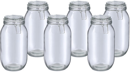 Zeller Voorraadpot/bewaarpot Alfie - 6x - 2L - glas - beugelsluiting - D13 x H26 cm