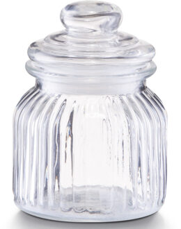 Zeller Voorraadpot - glas - 600ml - relief - 11x14,5 cm - rond - bewaarpot