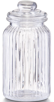 Zeller Voorraadpot - glas - rond - strepen - 1,2 L - 11 x 22 cm - bewaarpot