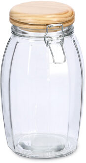 Zeller Voorraadpotten/bewaarpotten - 1.85L - glas - met beugelsluiting - D13 x H23 cm - Voorraadpot Bruin