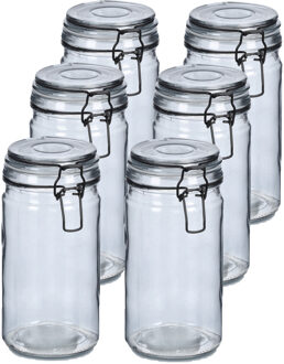 Zeller Voorraadpotten/bewaarpotten - 10x - 750 ml - grijs - glas - beugelsluiting - D10 x H15 cm