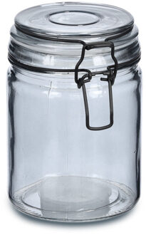 Zeller Voorraadpotten/bewaarpotten - 250 ml - grijs - glas - beugelsluiting - D8 x H10 cm