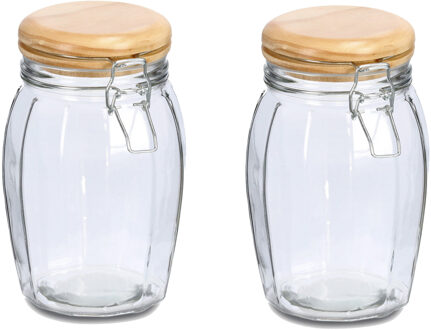 Zeller Voorraadpotten/bewaarpotten - 2x - 1.2L - glas - met beugelsluiting - D12 x H19 cm
