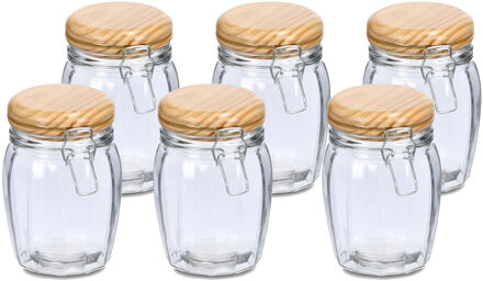 Zeller Voorraadpotten/bewaarpotten - 6x - 820 ml - glas - met beugelsluiting - D11 x H16 cm