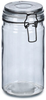 Zeller Voorraadpotten/bewaarpotten - 750 ml - grijs - glas - beugelsluiting - D10 x H15 cm