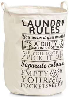 Zeller Wasmand van stof - rond - creme - katoen - D38 x H48 cm