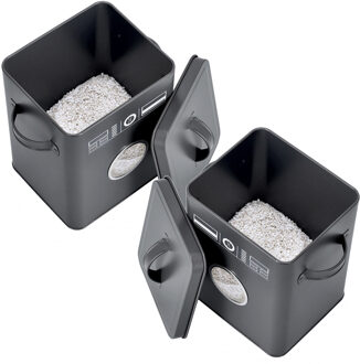 Zeller Wasmiddel/tablet bewaarblik - 2x - metaal - antraciet - deksel met handvat - 18 x 15 x 23 cm