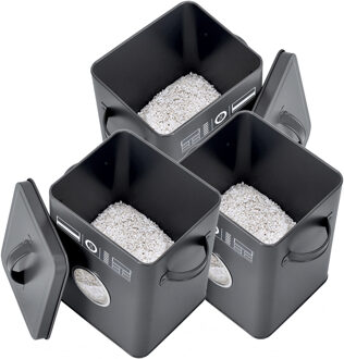 Zeller Wasmiddel/tablet bewaarblik - 3x - metaal - antraciet - deksel met handvat - 18 x 15 x 23 cm