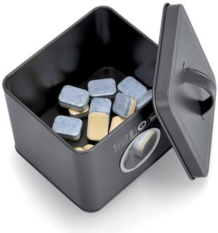 Zeller Wasmiddel/tablet bewaarblik - metaal - antraciet - deksel met handvat - 18 x 15 x 17 cm