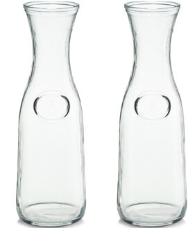 Zeller water/wijn Karaf - 2x - zonder dop - glas - 1L - schenkkan - transparant