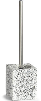 Zeller WC/toiletborstel in houder - kunststeen - terrazzo - 10 x 38 cm