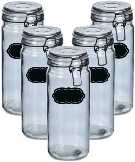 Zeller Weckpot/inmaakpot - 10x - 1L - glas - met beugelsluiting - incl. etiketten