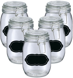 Zeller Weckpot/inmaakpot - 10x - 1L - glas - met beugelsluiting - incl. etiketten