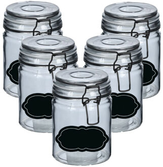 Zeller Weckpot/inmaakpot - 10x - 250 ml - glas - met beugelsluiting - incl. etiketten - Weckpotten Grijs