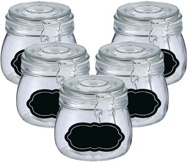 Zeller Weckpot/inmaakpot - 10x - 500 ml - glas - met beugelsluiting - incl. etiketten - Weckpotten Transparant