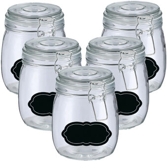 Zeller Weckpot/inmaakpot - 10x - 750 ml - glas - met beugelsluiting - incl. etiketten - Weckpotten Transparant