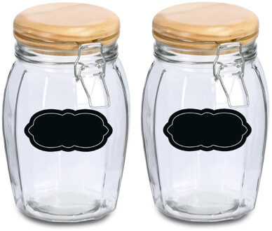 Zeller Weckpot/inmaakpot - 4x - 1.2L - glas - met beugelsluiting - incl. etiketten