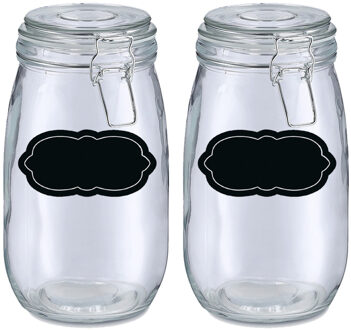 Zeller Weckpot/inmaakpot - 4x - 1.4L - glas - met beugelsluiting - incl. etiketten