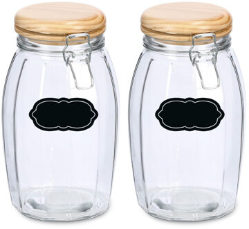 Zeller Weckpot/inmaakpot - 4x - 1.85L - glas - met beugelsluiting - incl. etiketten