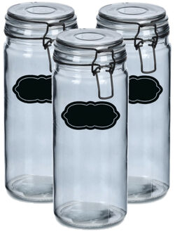 Zeller Weckpot/inmaakpot - 4x - 1L - glas - met beugelsluiting - incl. etiketten