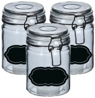 Zeller Weckpot/inmaakpot - 4x - 250 ml - glas - met beugelsluiting - incl. etiketten - Weckpotten Grijs