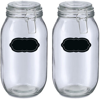 Zeller Weckpot/inmaakpot - 4x - 2L - glas - met beugelsluiting - incl. etiketten
