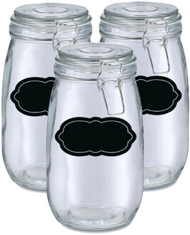 Zeller Weckpot/inmaakpot - 6x - 1.4L - glas - met beugelsluiting - incl. etiketten