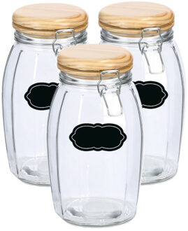 Zeller Weckpot/inmaakpot - 6x - 1.85L - glas - met beugelsluiting - incl. etiketten