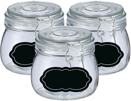 Zeller Weckpot/inmaakpot - 6x - 500 ml - glas - met beugelsluiting - incl. etiketten