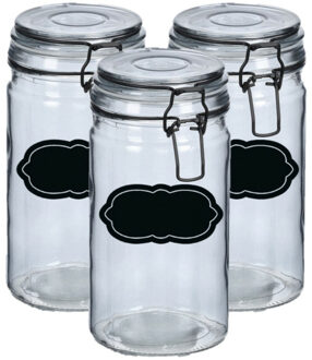 Zeller Weckpot/inmaakpot - 6x - 750 ml - glas - met beugelsluiting - incl. etiketten