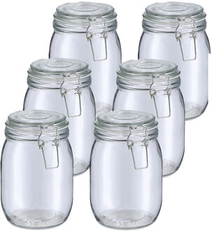 Zeller Weckpot/inmaakpot Alfie - 10x - 1L - glas - beugelsluiting - D11 x H17 cm