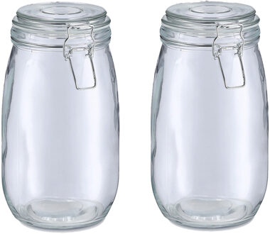 Zeller Weckpot/inmaakpot Alfie - 2x - 1.4L - glas - beugelsluiting - D11 x H22 cm