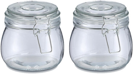 Zeller Weckpot/inmaakpot Alfie - 2x - 500 ml - glas - beugelsluiting - D11 x H11 cm