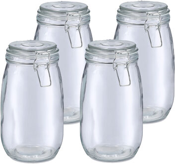 Zeller Weckpot/inmaakpot Alfie - 4x - 1.4L - glas - beugelsluiting - D11 x H22 cm