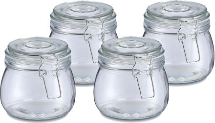 Zeller Weckpot/inmaakpot Alfie - 4x - 500 ml - glas - beugelsluiting - D11 x H11 cm