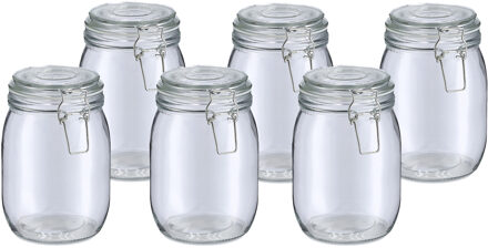 Zeller Weckpot/inmaakpot Alfie - 6x - 1L - glas - beugelsluiting - D11 x H17 cm