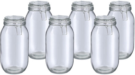 Zeller Weckpot/inmaakpot Alfie - 6x - 2L - glas - beugelsluiting - D13 x H26 cm