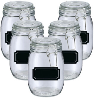 Zeller Weckpotten/inmaakpotten - 10x - 1L - glas - met beugelsluiting - incl. etiketten