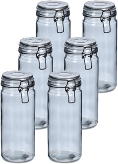 Zeller Weckpotten/inmaakpotten - 10x - 1L - grijs - glas - beugelsluiting - D10 x H20 cm