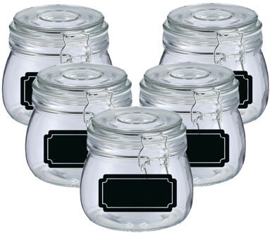 Zeller Weckpotten/inmaakpotten - 10x - 500 ml - glas - met beugelsluiting - incl. etiketten