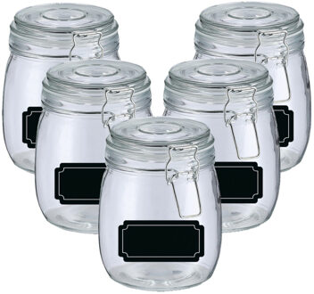 Zeller Weckpotten/inmaakpotten - 10x - 750 ml - glas - met beugelsluiting - incl. etiketten