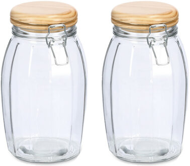 Zeller Weckpotten/inmaakpotten - 2x - 1.85L - glas - met beugelsluiting - D13 x H23 cm