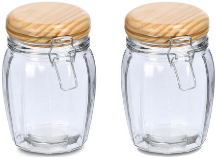 Zeller Weckpotten/inmaakpotten - 2x - 820 ml - glas - met beugelsluiting - D11 x H16 cm