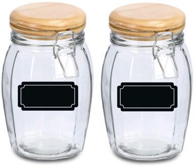 Zeller Weckpotten/inmaakpotten - 4x - 1.2L - glas - met beugelsluiting - incl. etiketten