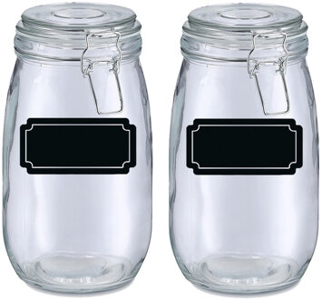 Zeller Weckpotten/inmaakpotten - 4x - 1.4L - glas - met beugelsluiting - incl. etiketten